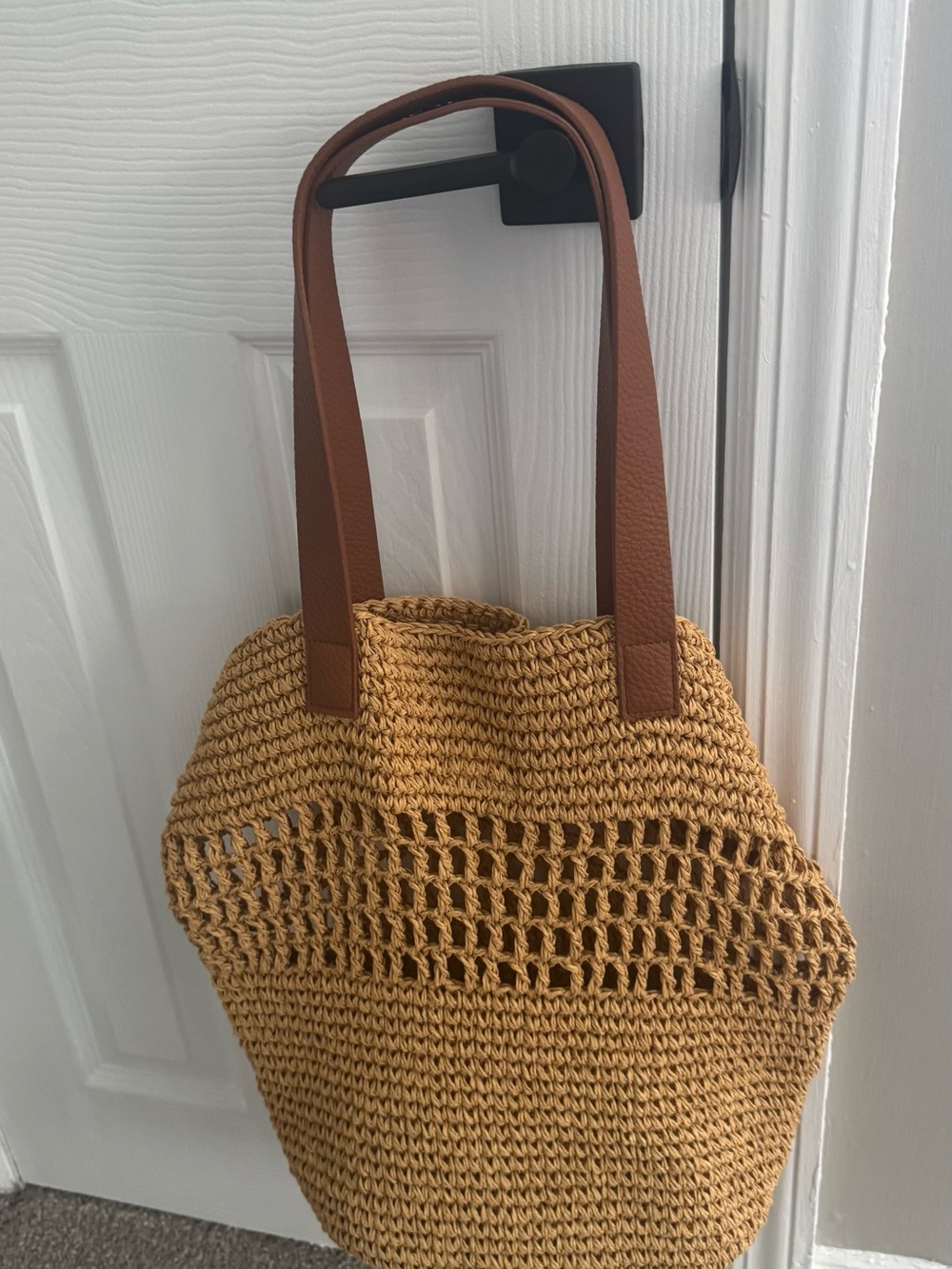 Banana Republic Tan Woven Tote with Brown Handles